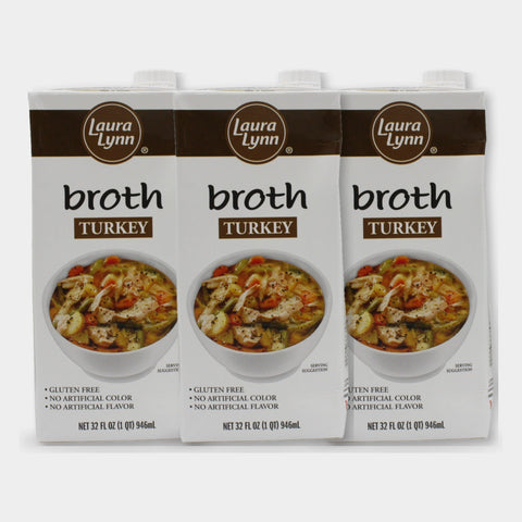 3 Cartons Laura Lynn Turkey Broth, 32 oz