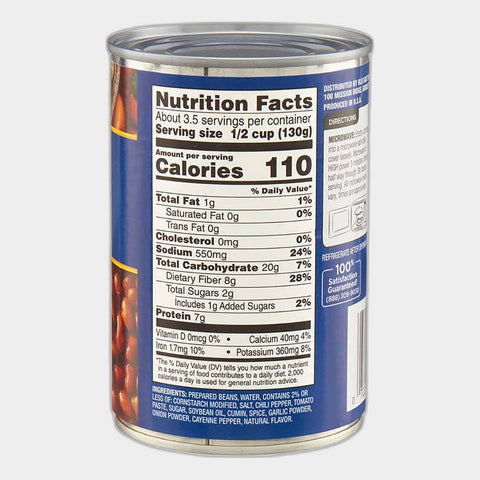 6 Cans Clover Valley Mild Chili Beans, 15.5 oz