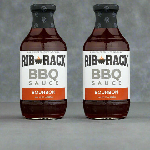 2 BOTTLES Rib Rack Southern Bourbon BBQ Sauce 19 oz Barbecue Pork Beef