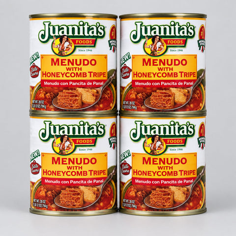 4 Cans of Juanita's Menudo with Honeycomb Tripe, 25 oz