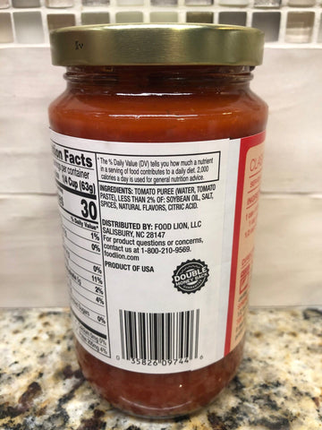 4 Jars of Food Lion Classic Pizza Sauce, 14 oz