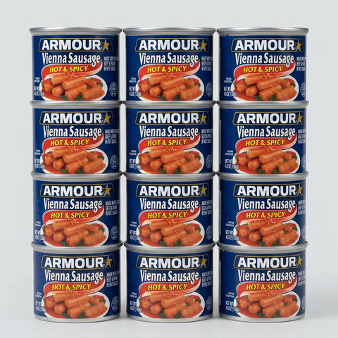 12 Cans of Armour Hot & Spicy Vienna Sausage Meat, 4.6 oz