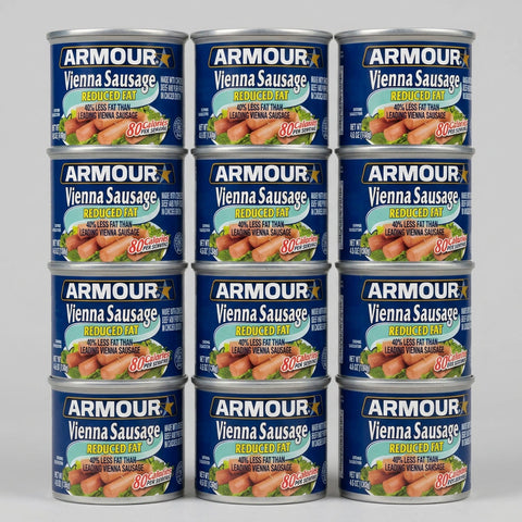 12 Cans Armour Reduced Fat Vienna Sausage Meat 4.6 oz