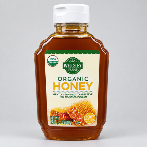 3 Bottles of Wellsley Farms 100% Pure Organic Honey, 24 oz