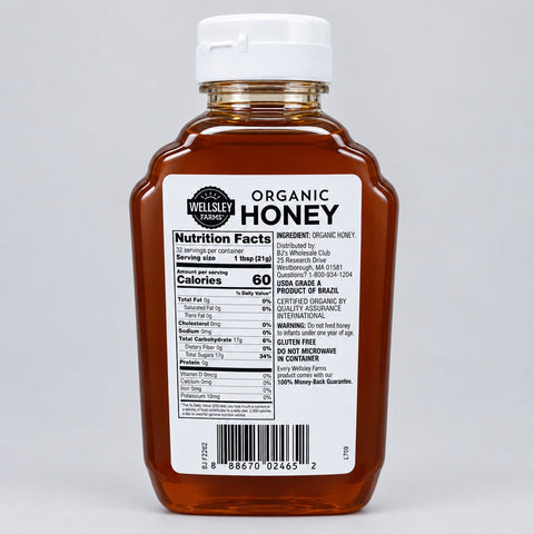 3 Bottles of Wellsley Farms 100% Pure Organic Honey, 24 oz