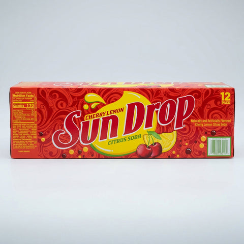 12 pack of Cherry Lemon Sun Drop Cans citrus cola Sundrop Soda
