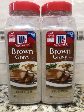2 JARS McCormick Premium Brown Gravy Mix 18 oz Rice Beef Meat