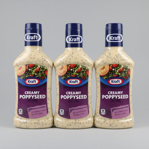 3 BOTTLES Kraft Creamy Poppyseed Salad Dressing 16 oz Sweet Tangy