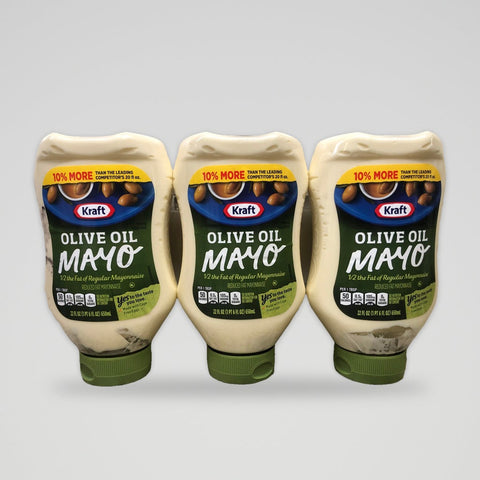 3 Bottles Kraft Reduced Fat Mayo with Olive Oil 22 oz Bottle