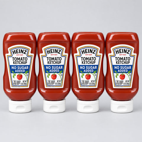 4 Bottles of Heinz No Sugar Added Tomato Ketchup, 13 oz