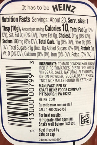 4 Bottles of Heinz No Sugar Added Tomato Ketchup, 13 oz