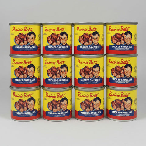 12 Cans Prairie Belt Smoked Sausages Meat 4.6 oz Vienna Wiener