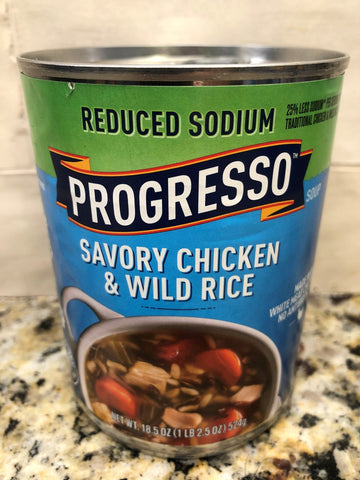 10 Cans of Progresso Reduced Sodium Chicken and Wild Rice Soup, 18.5 oz