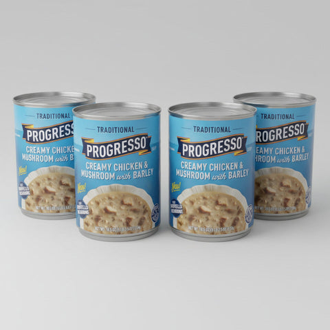 4 CANS Progresso Traditional Creamy Chicken & Mushroom with Barley Soup 18.5 oz Can