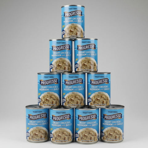 10 Cans of Progresso Traditional Creamy Chicken & Mushroom with Barley Soup, 18.5 oz