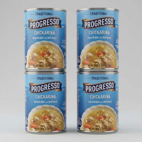 4 CANS Progresso Traditional Chickarina Soup 19 oz Can Chicken Meatballs