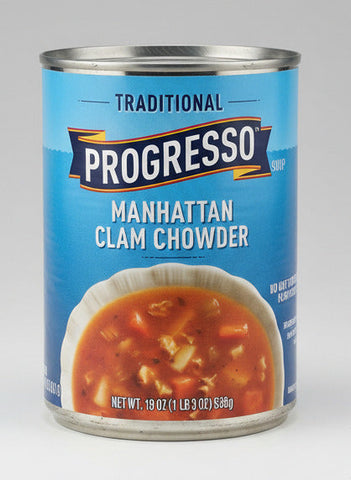 10 Cans of Progresso Traditional Manhattan Clam Chowder Soup, 19 oz
