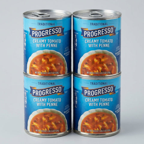 4 Cans of Progresso Traditional Creamy Tomato With Penne Soup, 18.5 oz