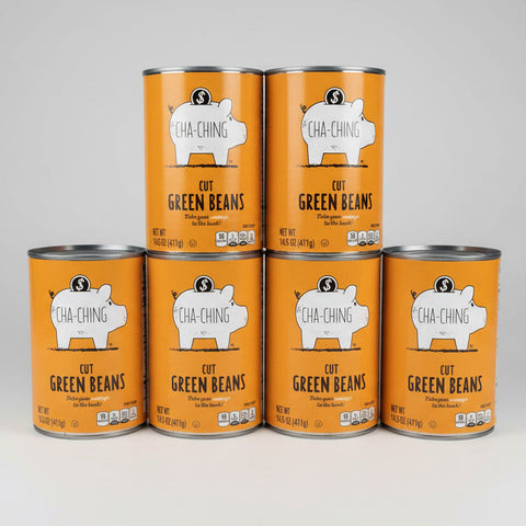 6 CANS Cha Ching Cut Green Beans 14.5 oz Can Snapped String