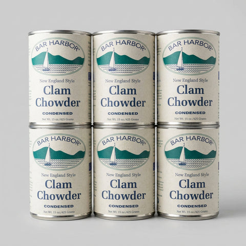 6 Cans of Bar Harbor New England Style Clam Chowder Soup, 15 oz