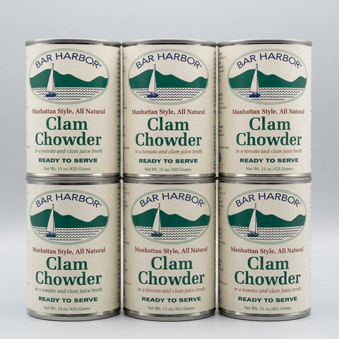 6 Cans of Bar Harbor Manhattan Style Clam Chowder Soup, 15 oz