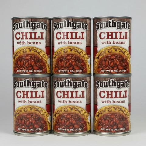6 CANS SouthGate Foods Chili with Beans 15 oz Can Sauce Recipe