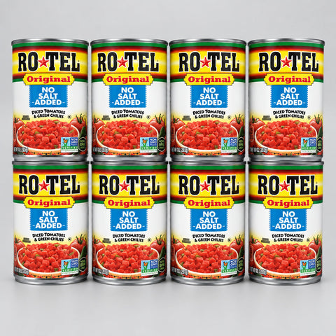 8 Cans of Rotel Original No Salt Added Diced Tomatoes Green Chilies, 10 oz
