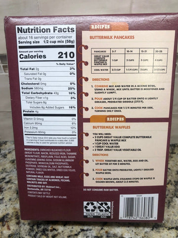 Great Value Buttermilk Complete Pancake & Waffle Mix, 32 oz