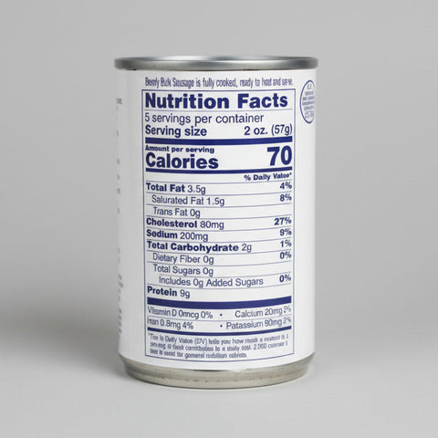 6 Cans Beverly Bulk Sausage Cured 10 oz Can breakfast eggs grits