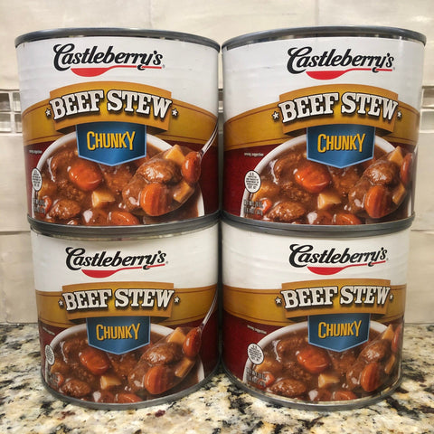 4 CANS Castleberry's Chunky Beef Stew 20 oz Can Soup Hash