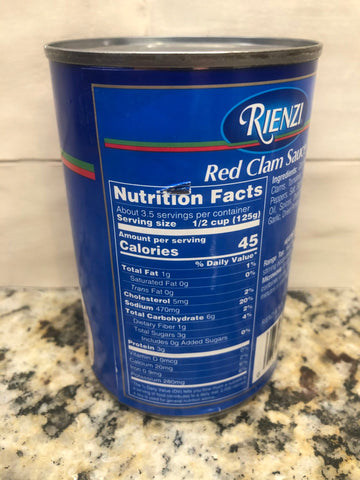 4 Cans of Rienzi Red Clam Italian Style Pasta Sauce, 15 oz