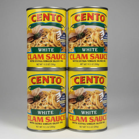 4 CANS Cento White Clam Pasta Sauce 10.5 oz Soup Linguine Spaghetti