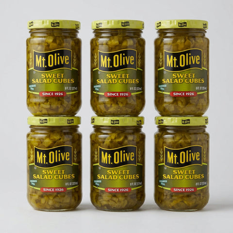 6 Jars of Mount Olive Sweet Salad Cubes, 8 oz