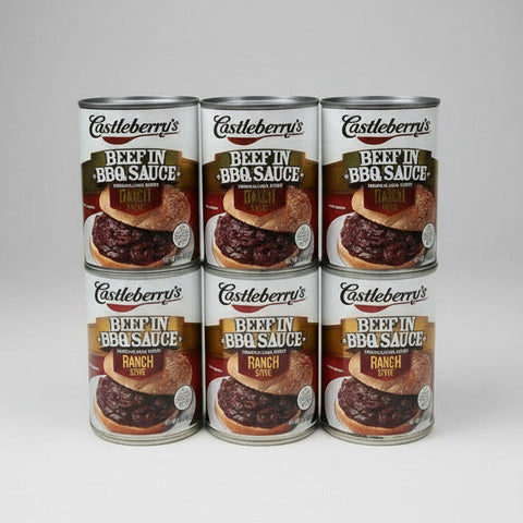 6 CANS Castleberry's Beef in BBQ Sauce Ranch Style 10.5 oz Sandwich Pulled Meat