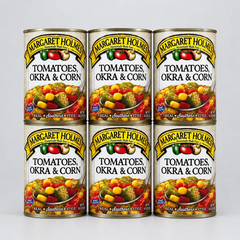 6 Cans of Margaret Holmes Southern Style Tomatoes, Okra and Corn, 14.5 oz