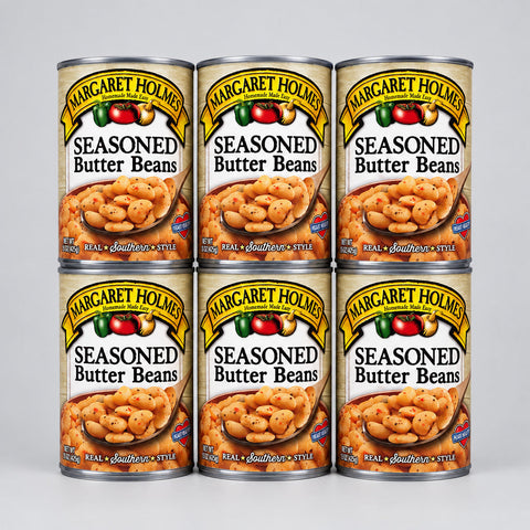 6 Cans of Margaret Holmes Southern Style Seasoned Butter Beans, 15 oz