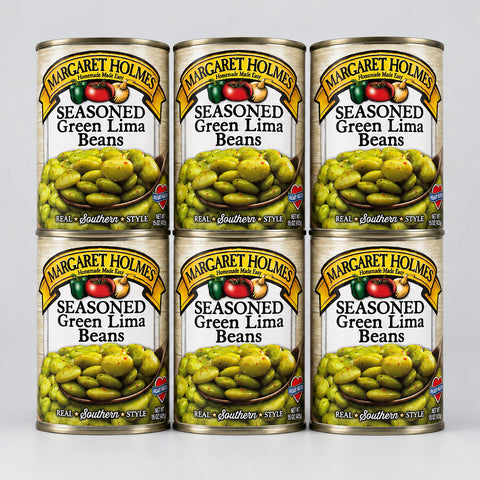 6 Cans of Margaret Holmes Southern Style Seasoned Green Lima Beans, 15 oz