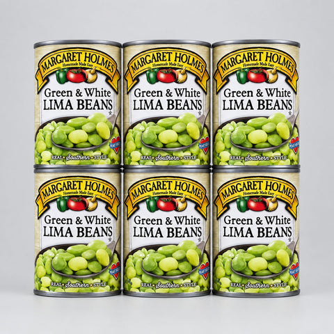 6 Cans of Margaret Holmes Southern Style Green and White Lima Beans, 15 oz