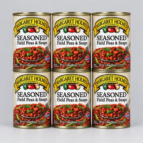 6 Cans of Margaret Holmes Seasoned Field Peas & Green Bean Snaps, 15 oz