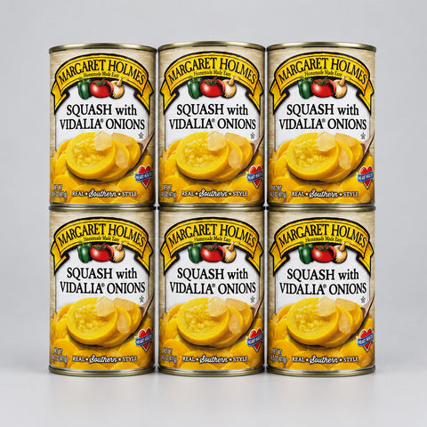 6 Cans of Margaret Holmes Southern Style Squash with Vidalia Onions, 14.5 oz