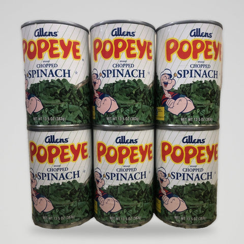 6 Cans of Allens Popeye Chopped Spinach, 13.5 oz
