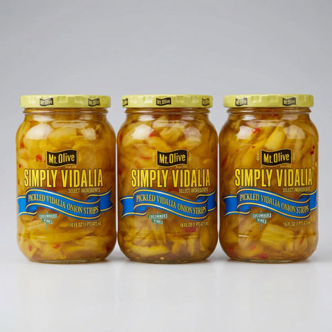 3 Jars of Mount Olive Simply Vidalia Onion Strips, 16 oz