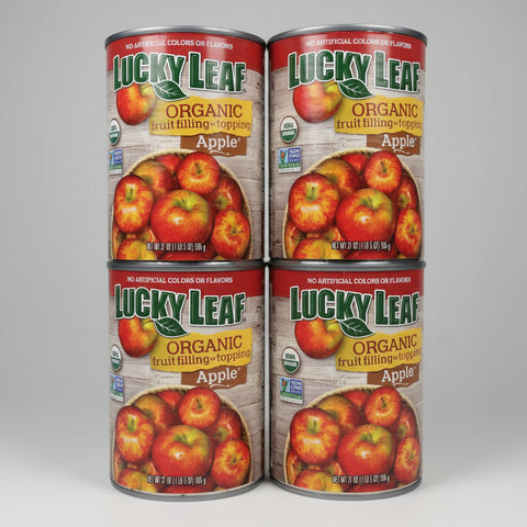 4 CANS Lucky Leaf Organic Apple Fruit Filling 21 oz Can Pie Turnover Topping