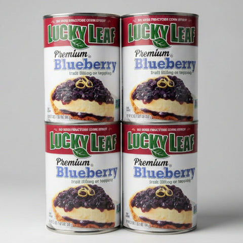 4 CANS Lucky Leaf Premium Blueberry Fruit Filling & Topping 21 oz Can Pie