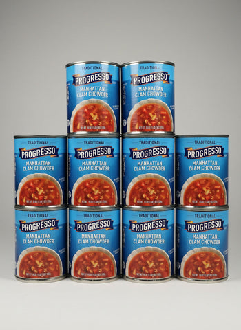10 Cans of Progresso Traditional Manhattan Clam Chowder Soup, 19 oz