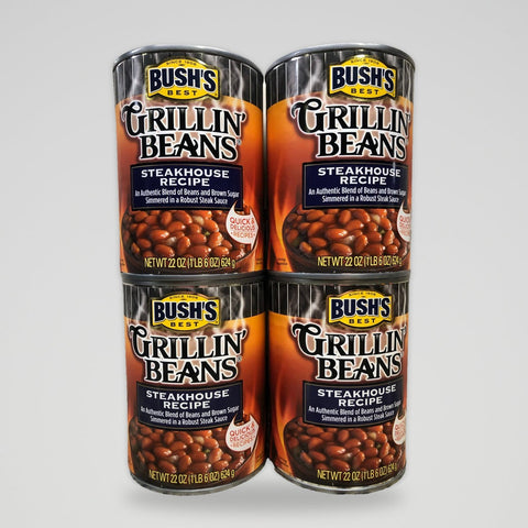 4 Cans of Bush's Grillin' Baked Beans Steakhouse Recipe, 22 oz