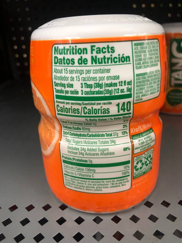 4 Pack Tang Orange Drink Powder Vitamin C Caffeine Free 20 oz Jar