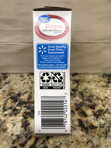 6 Boxes Great Value Grape Drink Mix .77 oz 10 Ct Sugar Free Juice Kool Aid