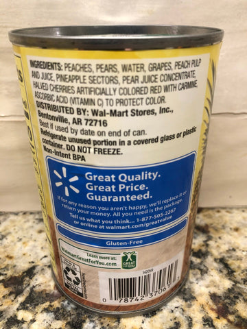 6 Cans of Great Value Chunky Mixed Fruit in 100% Juice, 15 oz
