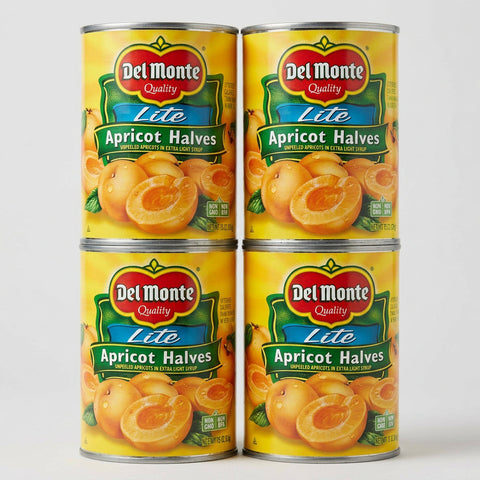 4 Cans of Del Monte Lite Unpeeled Apricot Halves In Extra Light Syrup, 15 oz